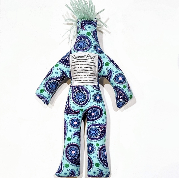 DAMMIT! DOLL Stress Relief Turquoise Blue MTI America Healthcare Paisley Design - Picture 2 of 7